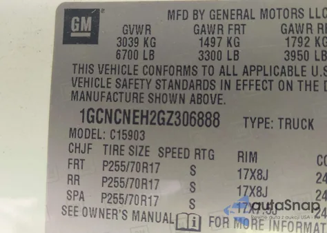 2016 Chevrolet Silverado 1500 Wt from USA, damaged, VIN 1GCNCNEH2GZ306888